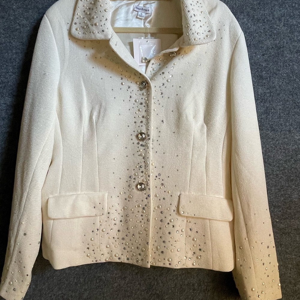 Joan Rivers Cream Blazer with Ornate Embellishments